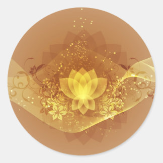 Gold Lotus Flower Ronde Sticker