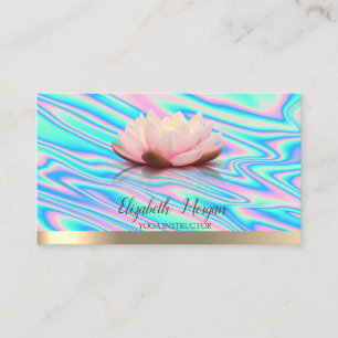 Gold Lotus Flower Yoga Instructor Holographic Visitekaartje