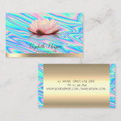 Gold Lotus Flower Yoga Instructor Holographic Visitekaartje (Voorkant / Achterkant)