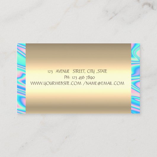 Gold Lotus Flower Yoga Instructor Holographic Visitekaartje (Achterkant)