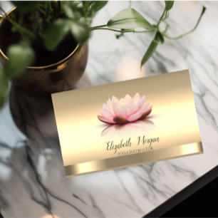 Gold Lotus Flower Yoga Instructor Visitekaartje