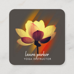 Gold Lotus Flower Yoga Instructor Waterverf Art Vierkante Visitekaartje