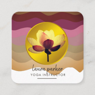 Gold Lotus Flower Yoga Instructor Waterverf Art Vierkante Visitekaartje
