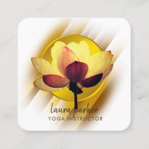Gold Lotus Flower Yoga Instructor Waterverf Art Vierkante Visitekaartje
