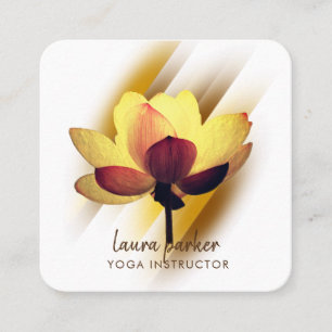 Gold Lotus Flower Yoga Instructor Waterverf Art Vierkante Visitekaartje