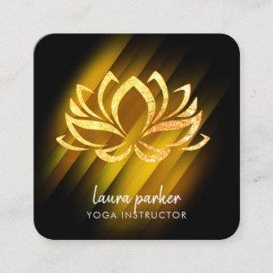 Gold Lotus Flower Yoga Instructor Zen Art Fire Vierkante Visitekaartje