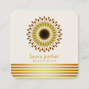 Gold Lotus Flower Yoga Meditation Health Spa Vierkante Visitekaartje
