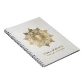 Gold Lotus Flower Yoga Teacher Classy Linen Notitieboek (Rechterzijde)