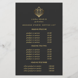 Gold Lotus Gray Spa & Massage Pricing & Services Flyer
