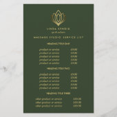 Gold Lotus Green Spa & Massage Pricing & Services Flyer (Voorkant)