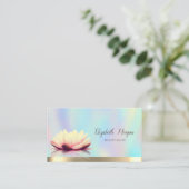Gold Lotus Holographic Elegant Visitekaartje (Staand voorkant)