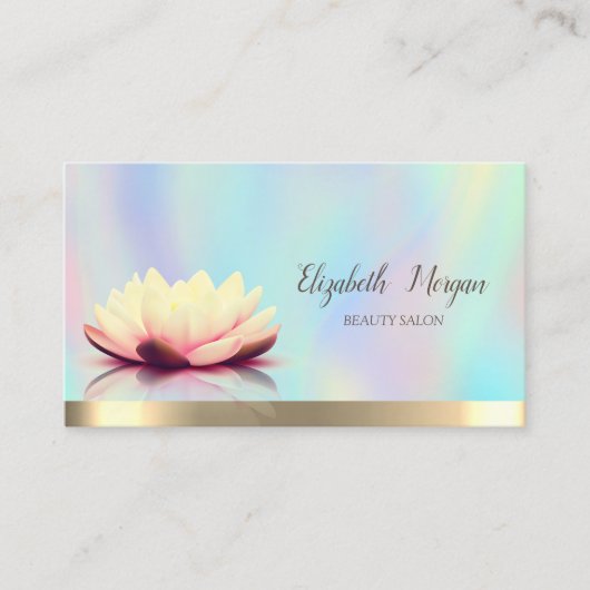 Gold Lotus Holographic Elegant Visitekaartje (Voorkant)