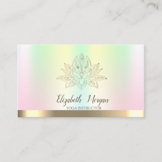 Gold Lotus Iridescent Yoga Instructor Visitekaartje (Voorkant)