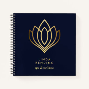 Gold Lotus Logo   Blauw   Gepersonaliseerd monogra Notitieboek