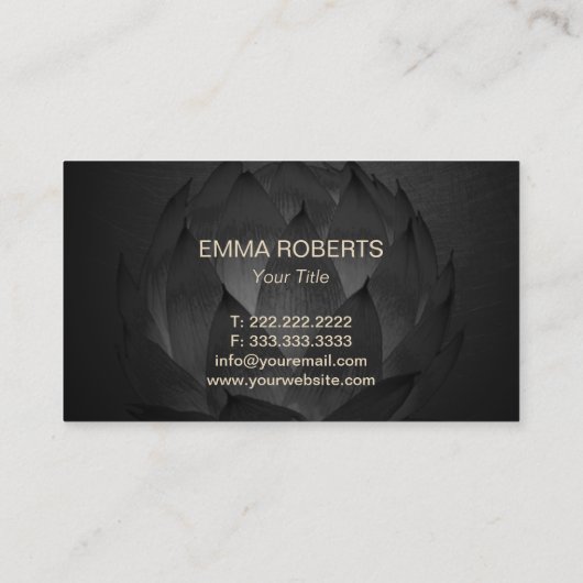 Gold Lotus Logo Elegant Black Floral Visitekaartje (Achterkant)