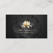Gold Lotus Logo Elegant Black Floral Visitekaartje (Voorkant)