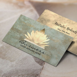 Gold Lotus Logo Elegant Bronze Visitekaartje