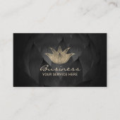 Gold Lotus Logo Elegant Zwart Bloemen Yoga Spa Visitekaartje (Voorkant)
