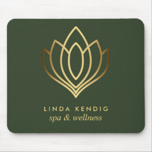 Gold lotus logo Green   jouw namen voor persoonlij Muismat