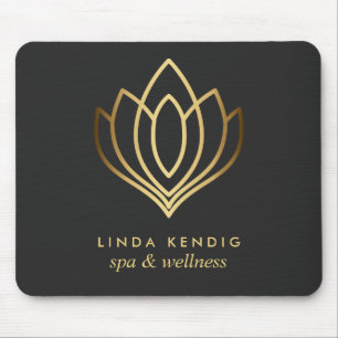 Gold lotus logo Grey   jouw namen voor persoonlijk Muismat