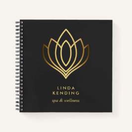 Gold Lotus Logo | Grijs | Gepersonaliseerd monogra Notitieboek