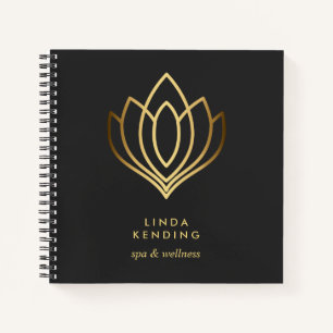 Gold Lotus Logo Grijs Gepersonaliseerd monogra Notitieboek