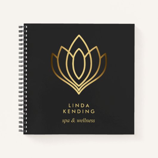 Gold Lotus Logo | Grijs | Gepersonaliseerd monogra Notitieboek (Voorkant)