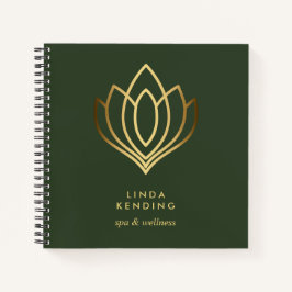 Gold Lotus Logo | Groen gepersonaliseerd monogram Notitieboek