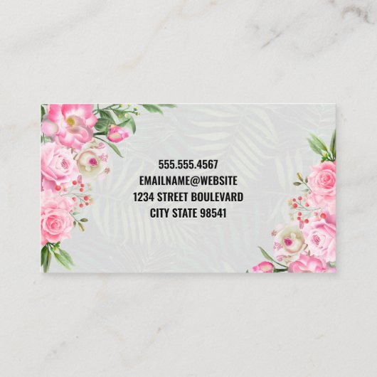 Gold Lotus Logo | Roze bloemen | Palm Visitekaartje (Achterkant)