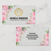 Gold Lotus Logo | Roze bloemen | Palm Visitekaartje (Voorkant / Achterkant)