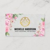 Gold Lotus Logo | Roze bloemen | Palm Visitekaartje (Voorkant)