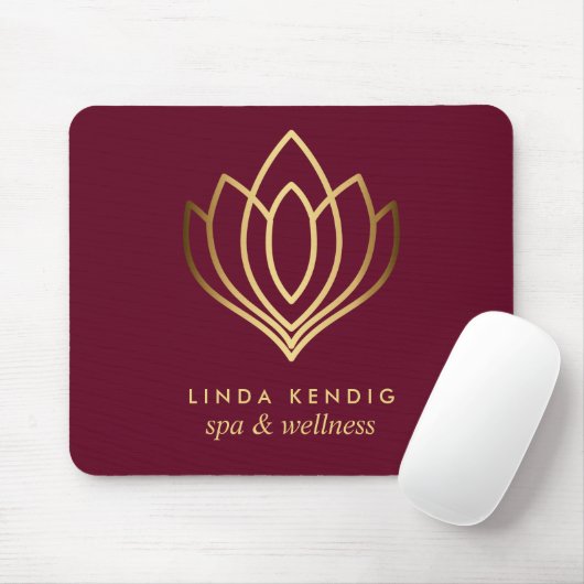 Gold lotus logo Ruby | jouw namen voor persoonlijk Muismat (Met muis)