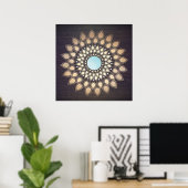 Gold  Lotus Mandala Art Poster (Thuiskantoor)