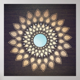 Gold Lotus Mandala Art Poster