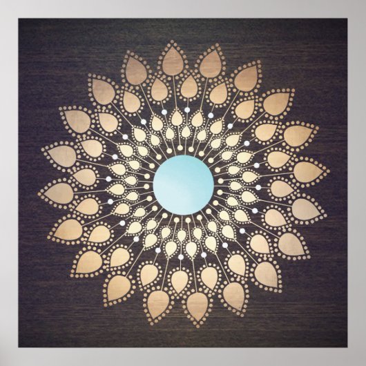 Gold  Lotus Mandala Art Poster (Voorkant)