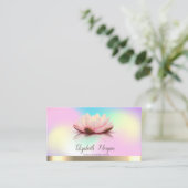 Gold Lotus Ombre Holographic Yoga Instructor Visitekaartje (Staand voorkant)