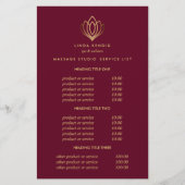 Gold Lotus Ruby Spa & Massage Pricing & Services Flyer (Voorkant)