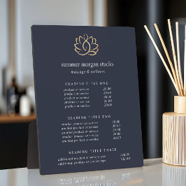 Gold Lotus Wellness Spa Pricing/Services Display Fotoplaat