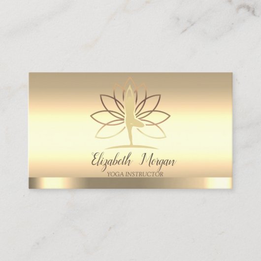 Gold Lotus Women Silhouette Yoga Instructor Visitekaartje (Voorkant)