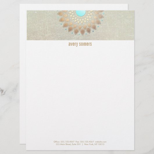 Gold Lotus Yoga en Meditation Teacher Health Spa Gepersonaliseerd Briefhoofd (Voorkant / Achterkant)
