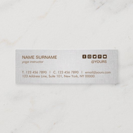 Gold Lotus Yoga Instructor Gray Mini Visitekaartje (Achterkant)