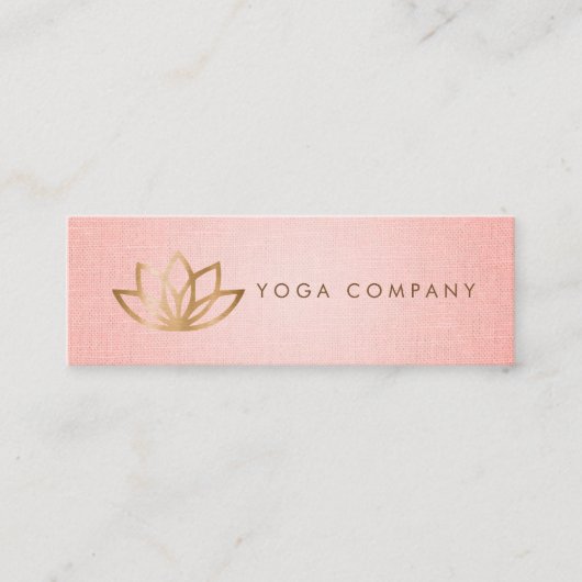 Gold Lotus Yoga Instructor Pink Mini Visitekaartje (Voorkant)