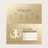 Gold Lotus Yoga Meditation Instructor Prijslijst Visitekaartje (Binnenkant ongevouwen)