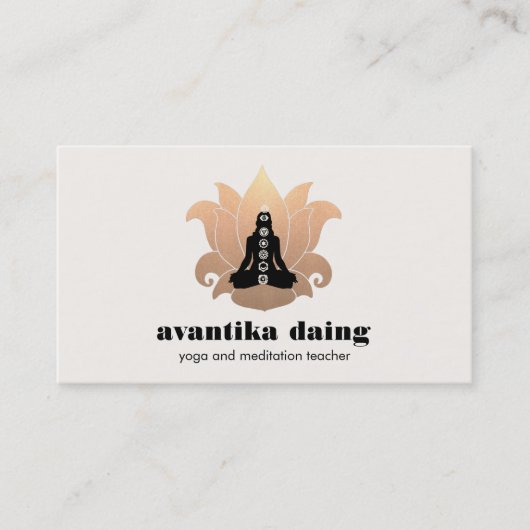 Gold Lotus Yoga Meditation Pose Chakra Visitekaartje (Voorkant)