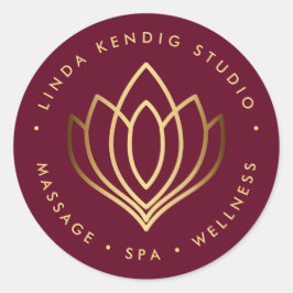 Gold lotus yoga-symbool | Ruby wellness massage sp Ronde Sticker