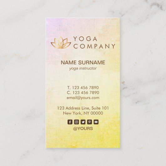 Gold Lotus Yoga  Verticaal Visitekaartje (Achterkant)