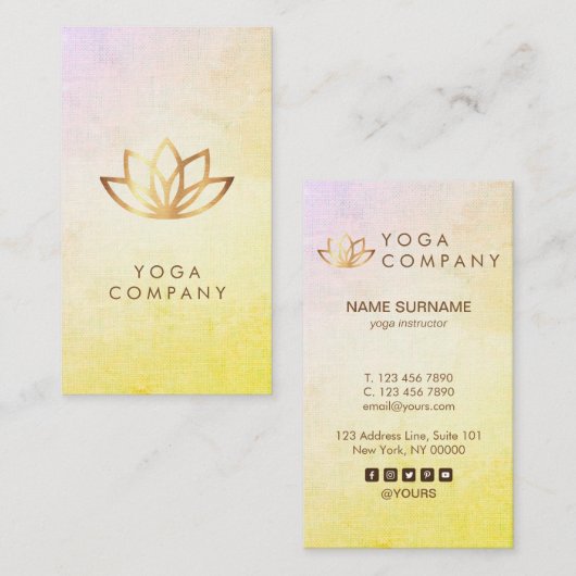 Gold Lotus Yoga  Verticaal Visitekaartje (Voorkant / Achterkant)