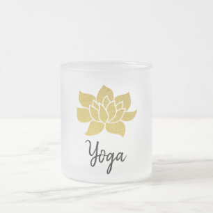 *~* Gold Lotus Yogi Yoga Golden Lotus Matglas Koffiemok
