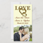 Gold Love and Hearts Save the Date Photocard (Voorkant)