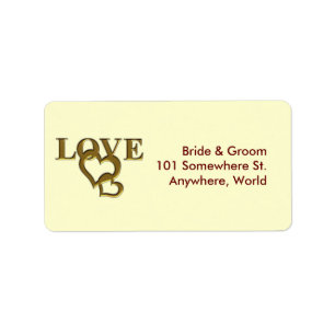 Gold Love and Hearts Signature Adresetiketten Etiket
